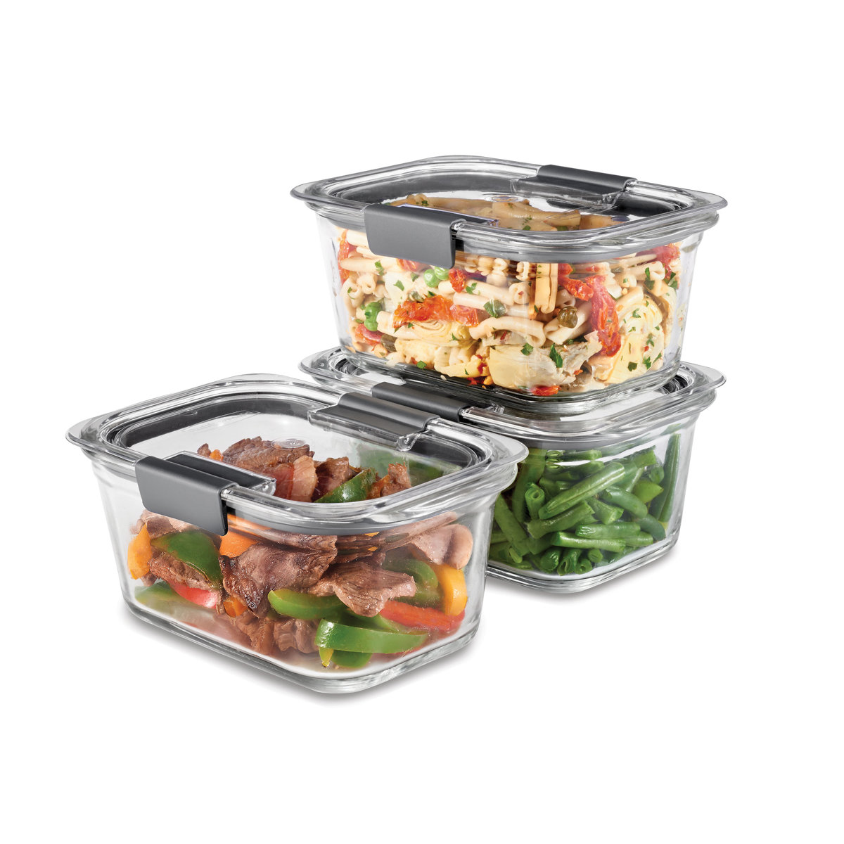 Rubbermaid Brilliance Glass Food Storage Containers with Lids, 4.7 Cup, 3 Pack (6 Pieces Total)